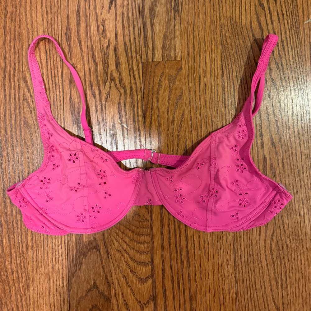 Frankie’s Bikinis Pink Eyelet Bikini Top